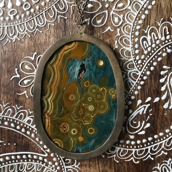 Ocean Jasper Statement 4” Pendant Necklace - Picture 4 of 8